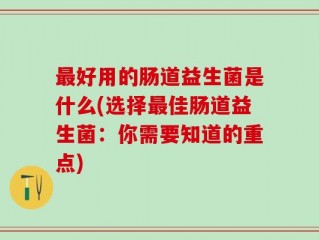 最好用的肠道益生菌是什么(选择最佳肠道益生菌：你需要知道的重点)