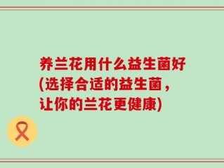 养兰花用什么益生菌好(选择合适的益生菌，让你的兰花更健康)