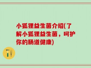 小狐狸益生菌介绍(了解小狐狸益生菌，呵护你的肠道健康)