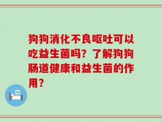 狗狗消化不良呕吐可以吃益生菌吗？了解狗狗肠道健康和益生菌的作用？