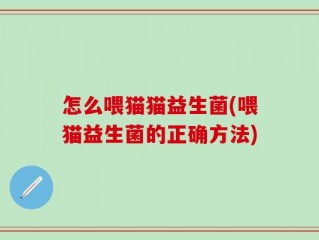 怎么喂猫猫益生菌(喂猫益生菌的正确方法)