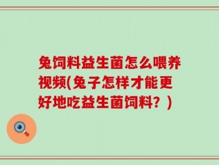 兔饲料益生菌怎么喂养视频(兔子怎样才能更好地吃益生菌饲料？)