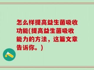 怎么样提高益生菌吸收功能(提高益生菌吸收能力的方法，这篇文章告诉你。)