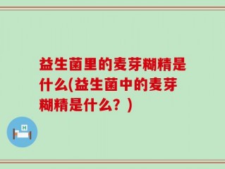 益生菌里的麦芽糊精是什么(益生菌中的麦芽糊精是什么？)