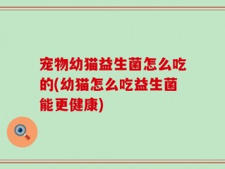 宠物幼猫益生菌怎么吃的(幼猫怎么吃益生菌能更健康)