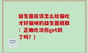 益生菌应该怎么给猫吃才好猫咪的益生菌摄取：正确吃法你get到了吗？)