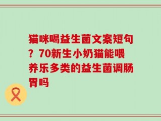猫咪喝益生菌文案短句？70新生小奶猫能喂养乐多类的益生菌调肠胃吗