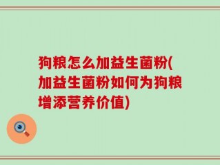 狗粮怎么加益生菌粉(加益生菌粉如何为狗粮增添营养价值)