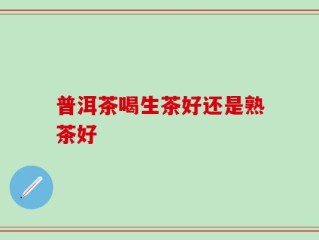 普洱茶喝生茶好还是熟茶好