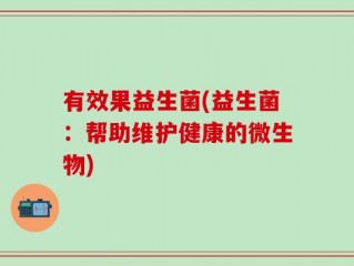 有效果益生菌(益生菌：帮助维护健康的微生物)