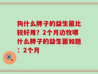 狗什么牌子的益生菌比较好用？2个月边牧喂什么牌子的益生菌如题：2个月