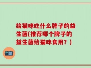 给猫咪吃什么牌子的益生菌(推荐哪个牌子的益生菌给猫咪食用？)