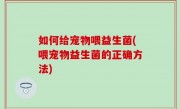 如何给宠物喂益生菌(喂宠物益生菌的正确方法)