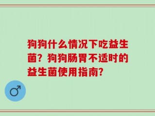 狗狗什么情况下吃益生菌？狗狗肠胃不适时的益生菌使用指南？