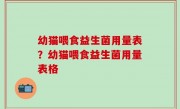 幼猫喂食益生菌用量表？幼猫喂食益生菌用量表格