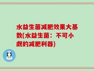 水益生菌减肥效果大基数(水益生菌：不可小觑的减肥利器)