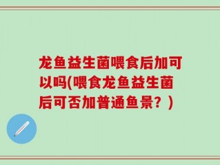 龙鱼益生菌喂食后加可以吗(喂食龙鱼益生菌后可否加普通鱼景？)