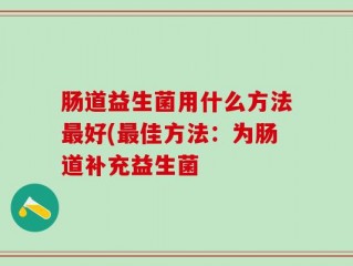 肠道益生菌用什么方法最好(最佳方法：为肠道补充益生菌