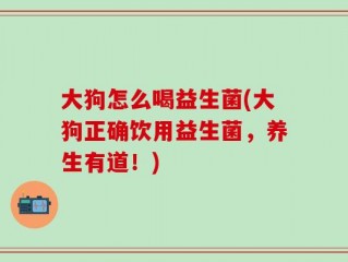 大狗怎么喝益生菌(大狗正确饮用益生菌，养生有道！)