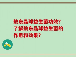 敖东晶球益生菌功效？了解敖东晶球益生菌的作用和效果？