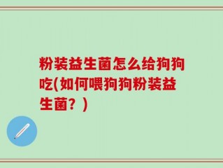 粉装益生菌怎么给狗狗吃(如何喂狗狗粉装益生菌？)