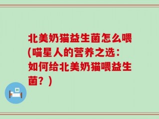 北美奶猫益生菌怎么喂(喵星人的营养之选：如何给北美奶猫喂益生菌？)