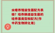水塘养殖益生菌配方表格？培养肠道益生菌的培养基类型和配方(作中药生物转化用)