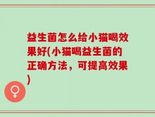 益生菌怎么给小猫喝效果好(小猫喝益生菌的正确方法，可提高效果)