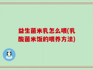 益生菌米乳怎么喂(乳酸菌米饭的喂养方法)