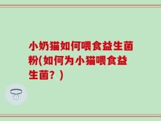 小奶猫如何喂食益生菌粉(如何为小猫喂食益生菌？)
