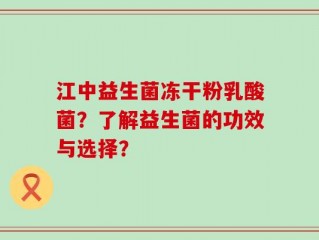 江中益生菌冻干粉乳酸菌？了解益生菌的功效与选择？