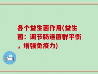 各个益生菌作用(益生菌：调节肠道菌群平衡，增强免疫力)