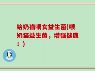 给奶猫喂食益生菌(喂奶猫益生菌，增强健康！)