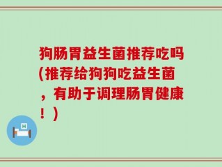 狗肠胃益生菌推荐吃吗(推荐给狗狗吃益生菌，有助于调理肠胃健康！)