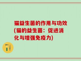 猫益生菌的作用与功效(猫的益生菌：促进消化与增强免疫力)