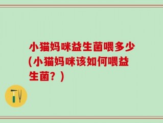 小猫妈咪益生菌喂多少(小猫妈咪该如何喂益生菌？)