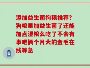 添加益生菌狗粮推荐？狗粮里加益生菌了还能加点湿粮么吃了不会有事吧俩个月大的金毛在线等急
