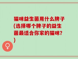 猫咪益生菌用什么牌子(选择哪个牌子的益生菌最适合你家的猫咪？)