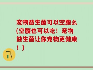 宠物益生菌可以空腹么(空腹也可以吃！宠物益生菌让你宠物更健康！)