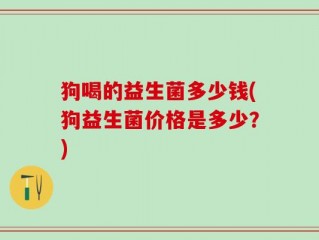 狗喝的益生菌多少钱(狗益生菌价格是多少？)