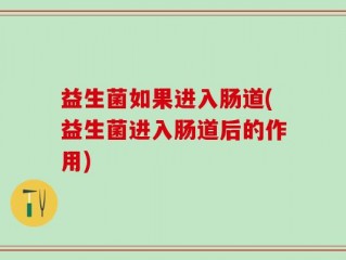 益生菌如果进入肠道(益生菌进入肠道后的作用)