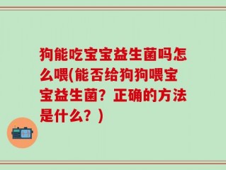 狗能吃宝宝益生菌吗怎么喂(能否给狗狗喂宝宝益生菌？正确的方法是什么？)