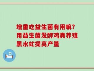 增重吃益生菌有用嘛？用益生菌发酵鸡粪养殖黑水虻提高产量