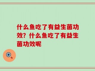 什么鱼吃了有益生菌功效？什么鱼吃了有益生菌功效呢