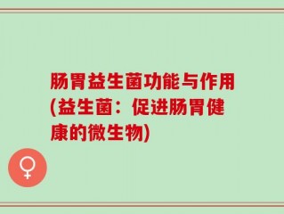 肠胃益生菌功能与作用(益生菌：促进肠胃健康的微生物)