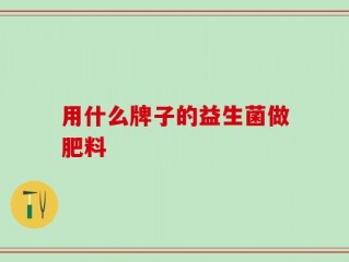 用什么牌子的益生菌做肥料