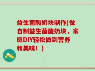 益生菌酸奶块制作(做自制益生菌酸奶块，家庭DIY轻松做到营养和美味！)