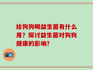 给狗狗喝益生菌有什么用？探讨益生菌对狗狗健康的影响？