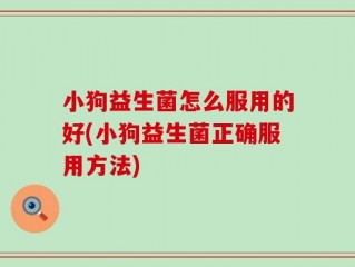 小狗益生菌怎么服用的好(小狗益生菌正确服用方法)