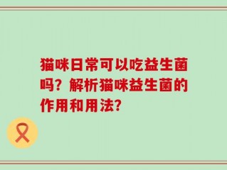 猫咪日常可以吃益生菌吗？解析猫咪益生菌的作用和用法？